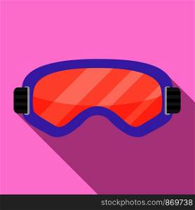 Ski goggles icon. Flat illustration of ski goggles vector icon for web design. Ski goggles icon, flat style