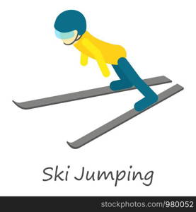 Ski jumping icon. Isometric of ski jumping vector icon for web design isolated on white background. Ski jumping icon, isometric style
