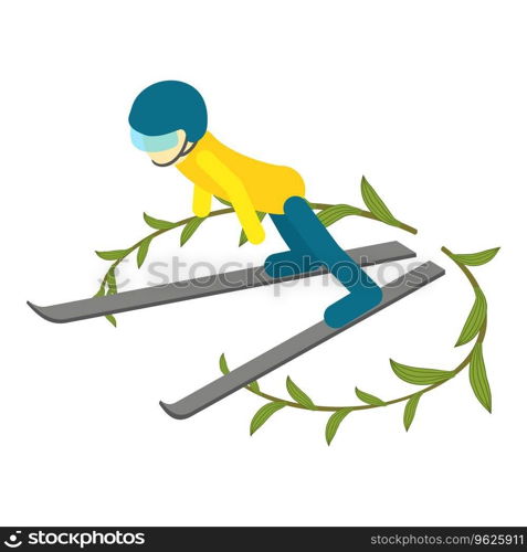 Ski jumping icon isometric vector. Athlete skier make jump during competition. Winter sport concept. Ski jumping icon isometric vector. Athlete skier make jump during competition