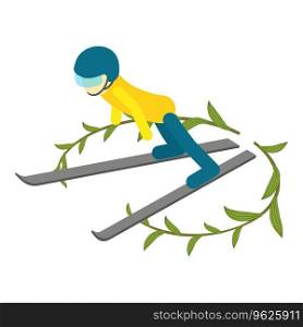 Ski jumping icon isometric vector. Athlete skier make jump during competition. Winter sport concept. Ski jumping icon isometric vector. Athlete skier make jump during competition