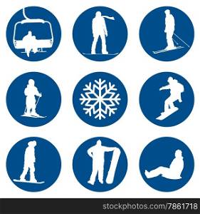 Ski resort vector silhouettes collection. EPS 10
