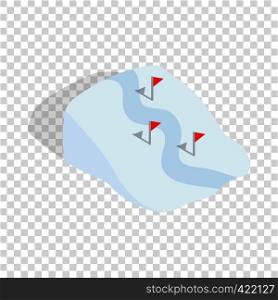 Ski route isometric icon 3d on a transparent background vector illustration. Ski route isometric icon