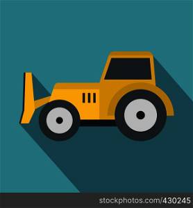 Skid steer loader bulldozer icon. Flat illustration of skid steer loader vector icon for web. Skid steer loader icon, flat style