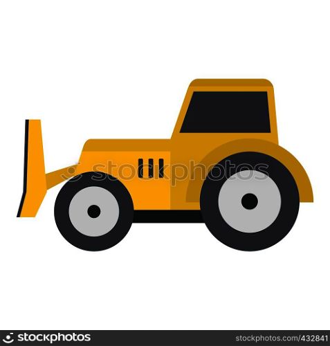 Skid steer loader bulldozer icon flat isolated on white background vector illustration. Skid steer loader icon isolated
