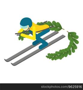 Skiing concept icon isometric vector. Man athlete during winter competition icon. Winter sport. Skiing concept icon isometric vector. Man athlete during winter competition icon