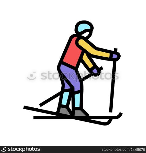 skiing extreme winter sport color icon vector. skiing extreme winter sport sign. isolated symbol illustration. skiing extreme winter sport color icon vector illustration