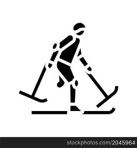 skiing handicapped athlete glyph icon vector. skiing handicapped athlete sign. isolated contour symbol black illustration. skiing handicapped athlete glyph icon vector illustration
