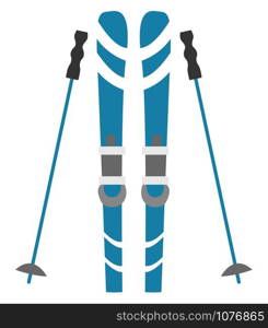 Skiing, illustration, vector on white background.