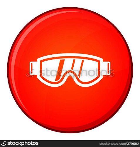 Skiing mask icon in red circle isolated on white background vector illustration. Skiing mask icon, flat style