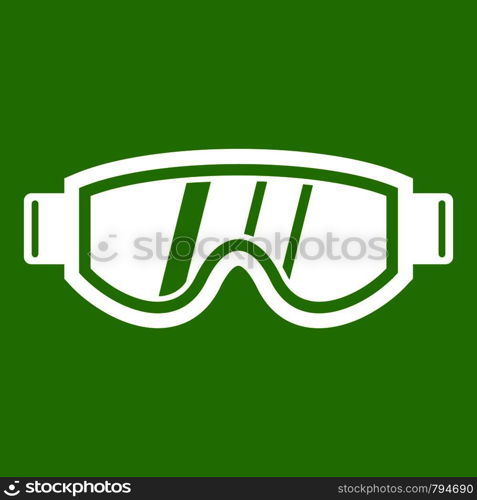 Skiing mask icon white isolated on green background. Vector illustration. Skiing mask icon green