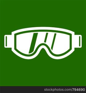 Skiing mask icon white isolated on green background. Vector illustration. Skiing mask icon green