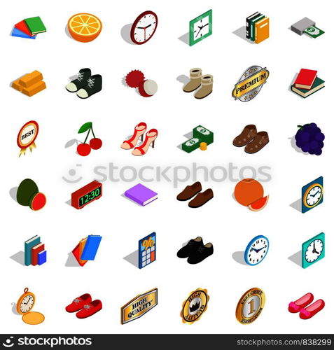Skill icons set. Isometric style of 36 skill vector icons for web isolated on white background. Skill icons set, isometric style