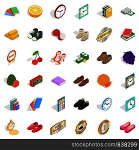 Skill icons set. Isometric style of 36 skill vector icons for web isolated on white background. Skill icons set, isometric style