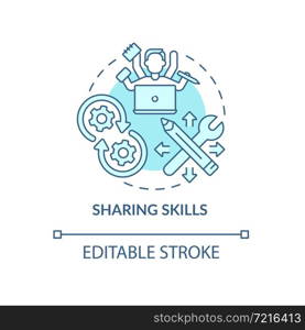 Skill transfer concept icon. Professional experience exchange. Social interaction. Knowledge dissemination abstract idea thin line illustration. Vector isolated outline color drawing. Editable stroke. Skill transfer concept icon