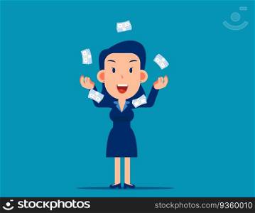 Skilled business person standing juggling money cash