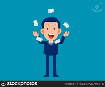 Skilled business person standing juggling money cash