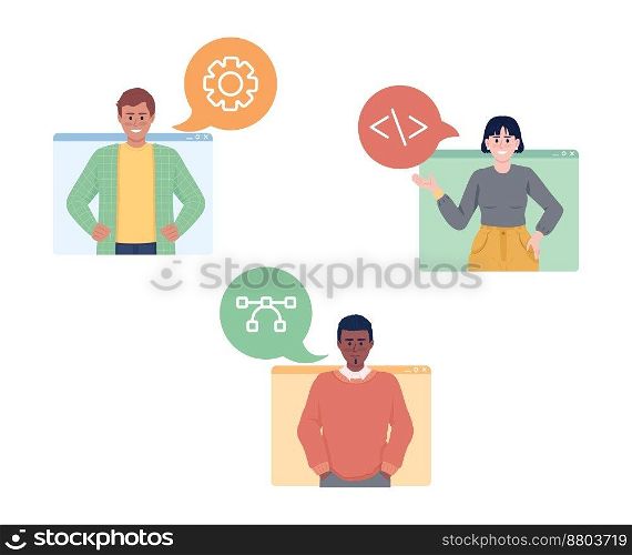 Skilled team flat concept vector illustration. Professional employees. Editable 2D cartoon characters on white for web design. Online meeting creative idea for website, mobile, presentation. Skilled team flat concept vector illustration