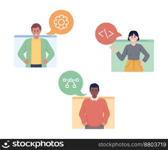 Skilled team flat concept vector illustration. Professional employees. Editable 2D cartoon characters on white for web design. Online meeting creative idea for website, mobile, presentation. Skilled team flat concept vector illustration
