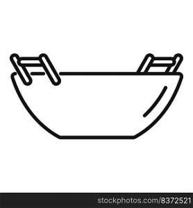 Skillet wok frying pan icon outline vector. Fry cooking. Asian food. Skillet wok frying pan icon outline vector. Fry cooking