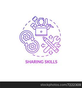 Skillsharing concept icon. Professional education. Social interaction. Share working experience. Knowledge transfer abstract idea thin line illustration. Vector isolated outline color drawing. Skillsharing concept icon