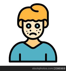 Skin allergic boy icon. Outline skin allergic boy vector icon color flat isolated. Skin allergic boy icon color outline vector