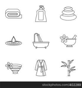 Skin care icons set. Outline illustration of 9 skin care vector icons for web. Skin care icons set, outline style