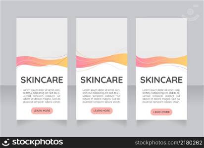 Skin care procedures promo web banner design template. Vector flyer with text space. Advertising placard with customized copyspace. Printable poster for advertising. Quicksand font used. Skin care procedures promo web banner design template