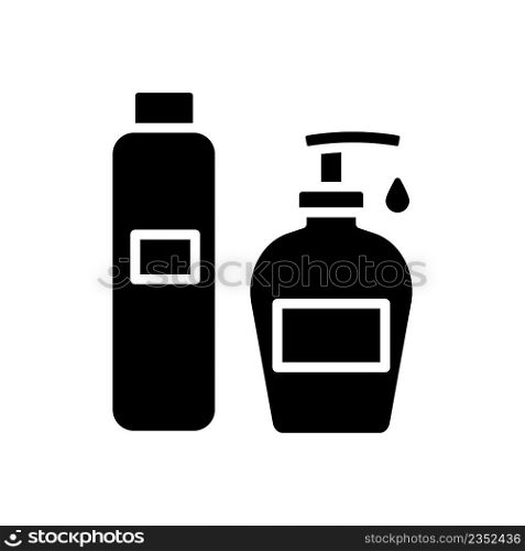 Skin care products black glyph icon. Cleansing cream. Beauty tips. Dermatology. Face and body cosmetics. Silhouette symbol on white space. Solid pictogram. Vector isolated illustration. Skin care products black glyph icon