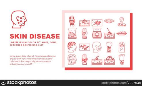 Skin Disease Human Health Problem Landing Web Page Header Banner Template Vector Phytophotodermatitis And Psoriasis, Atopic Dermatitis And Angioma, Hypertrichosis And Angiokeratoma Illustration. Skin Disease Human Health Problem Landing Header Vector