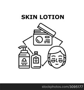 Skin Lotion Vector Icon Concept. Skin Lotion Cosmetology Product For Treatment And Rejuvenation Face, Skincare Cosmetic Container Package. Facial Cream Bottle With Pump Black Illustration. Skin Lotion Vector Concept Black Illustration