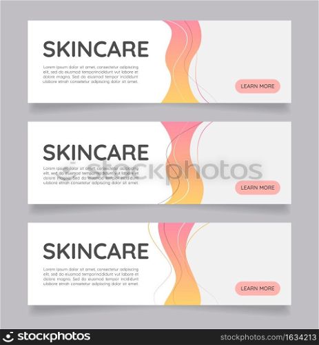 Skin nutrition products web banner design template. Vector flyer with text space. Advertising placard with customized copyspace. Printable poster for advertising. Quicksand font used. Skin nutrition products web banner design template
