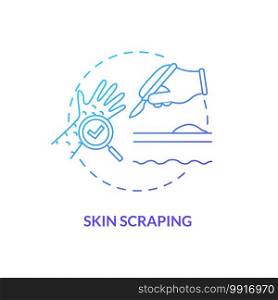 Skin scraping concept icon. Lab s&le idea thin line illustration. Obtaining superficial dead layers. Examining for scabies mites and eggs. Vector isolated outline RGB color drawing. Skin scraping concept icon