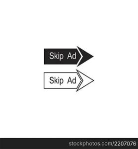 Skip Ad button icon, vector simple design