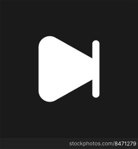 Skip next button dark mode glyph ui icon. Music player bar. Playing video. User interface design. White silhouette symbol on black space. Solid pictogram for web, mobile. Vector isolated illustration. Skip next button dark mode glyph ui icon