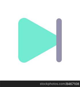 Skip next button flat color ui icon. Music player bar. Playing multimedia file. Progress bar. Simple filled element for mobile app. Colorful solid pictogram. Vector isolated RGB illustration. Skip next button flat color ui icon