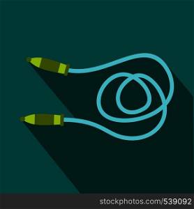 Skipping rope icon in flat style on a blue background. Skipping rope icon, flat style