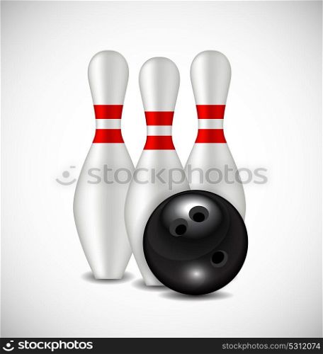 Skittles and Bowling Ball Background Vector Illustration. Skittles and Bowling Ball Background