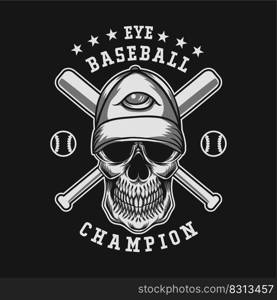 skull baseball vector illustration