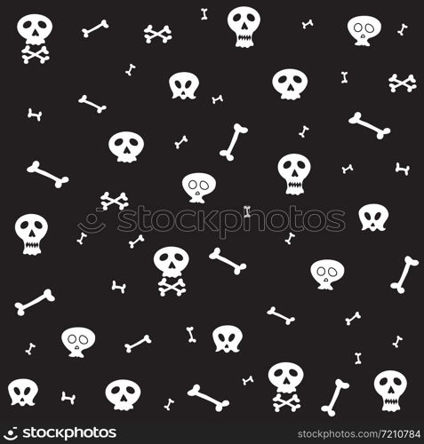 Skull bone seamless pattern Halloween scarf isolated cartoon repeat wallpaper tile background illustration doodle design
