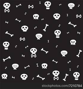 Skull bone seamless pattern Halloween scarf isolated cartoon repeat wallpaper tile background illustration doodle design