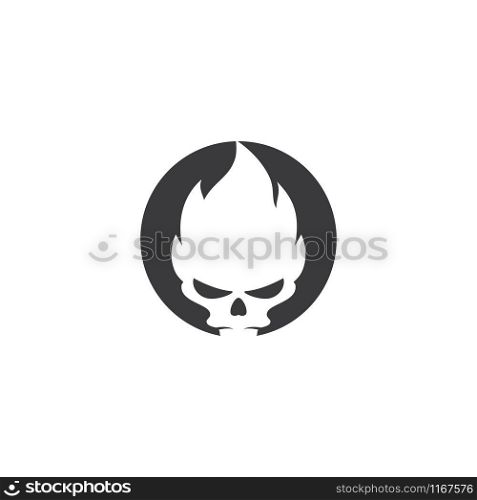 Skull burn logo vector illustration flat design