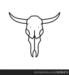 skull cow horn animal line icon vector. skull cow horn animal sign. isolated contour symbol black illustration. skull cow horn animal line icon vector illustration