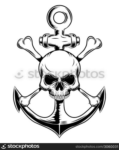 skull emblem with anchor
