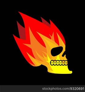 Skull fire. Head skeleton flame. flaming skull tattoo sign 