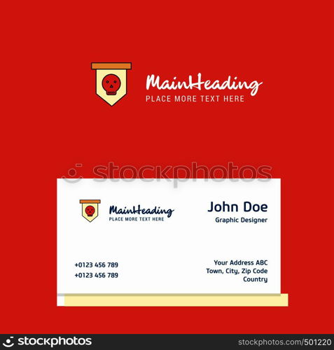 Skull flag logo Design with business card template. Elegant corporate identity. - Vector