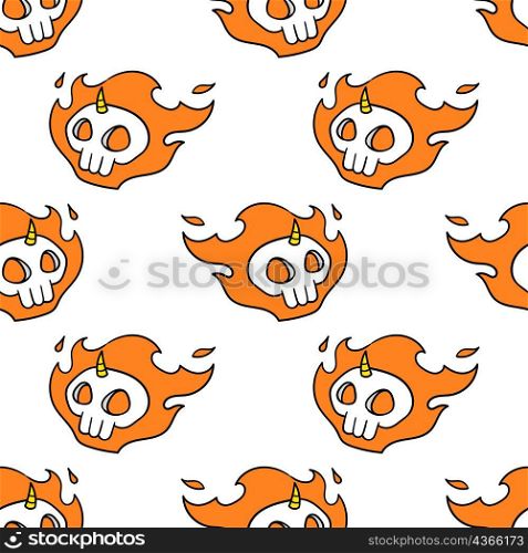 skull ghost flying seamless pattern textile print