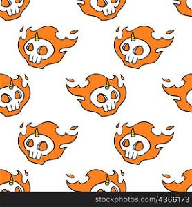 skull ghost flying seamless pattern textile print