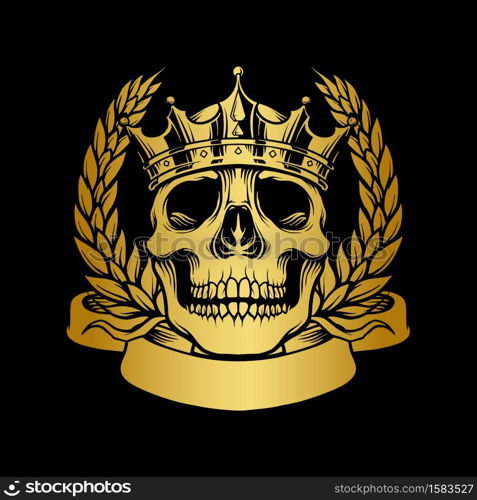 Skull Gold Crown with ribbon Illustrations for logo and merchandise your business clothing line