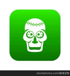 Skull icon digital green for any design isolated on white vector illustration. Skull icon digital green