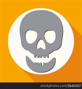 Skull icon on white circle with a long shadow